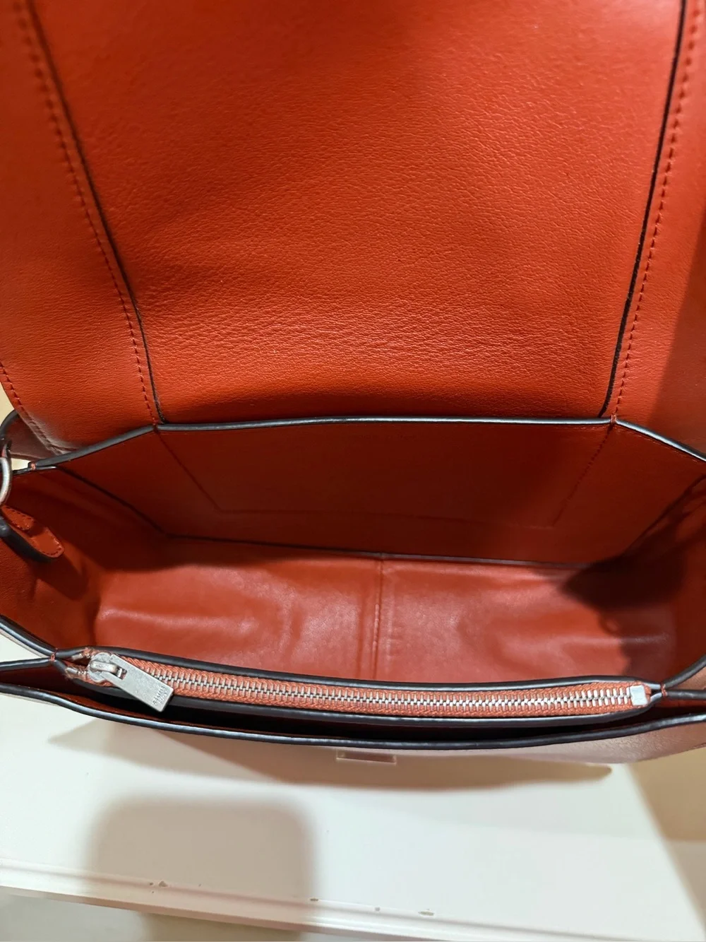 Celine Frame Calfskin Leather Shoulder Bag in Maple 🍁 & White